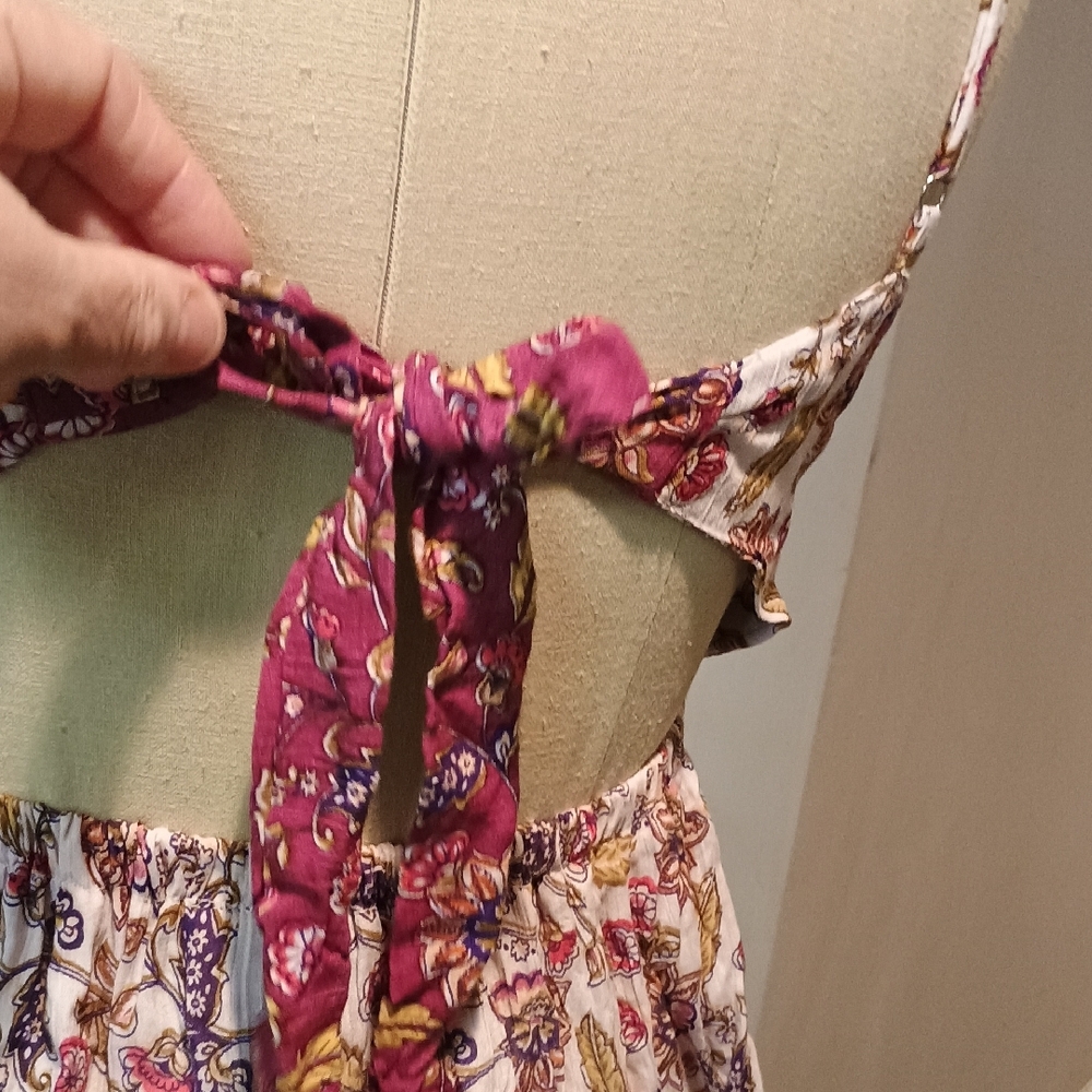 NWT Angie White Floral Tiered Mini Dress with Pink and Orange Accents - Picture 6 of 10